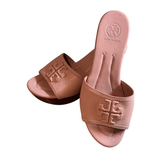 Tory Burch Women’s Wedge Slide Sandals – Size 6.5 – Light Pink Leather - Picture 5 of 6